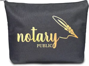 1 Pcs Notary Bag, 13x10 Inches Sturdy Notary Supply Bag for Journal, Stamp, Embosser, and Ink Pad Portable Storage Pouch (Black)