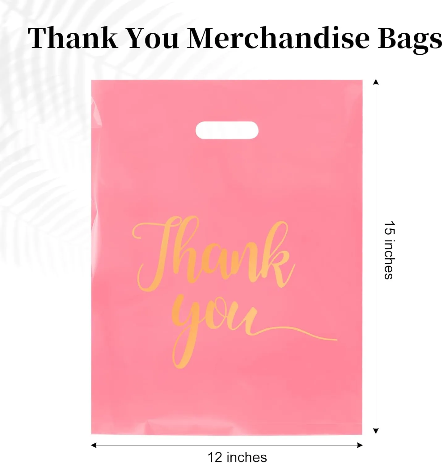 100 PCS Thank You Merchandise Bags, Extra Thick 2.36 Mil 12 x 15 Inches Pink Plastic Shopping Bags with Handles for Small Business, Retail Boutique, Stores, Clothes
