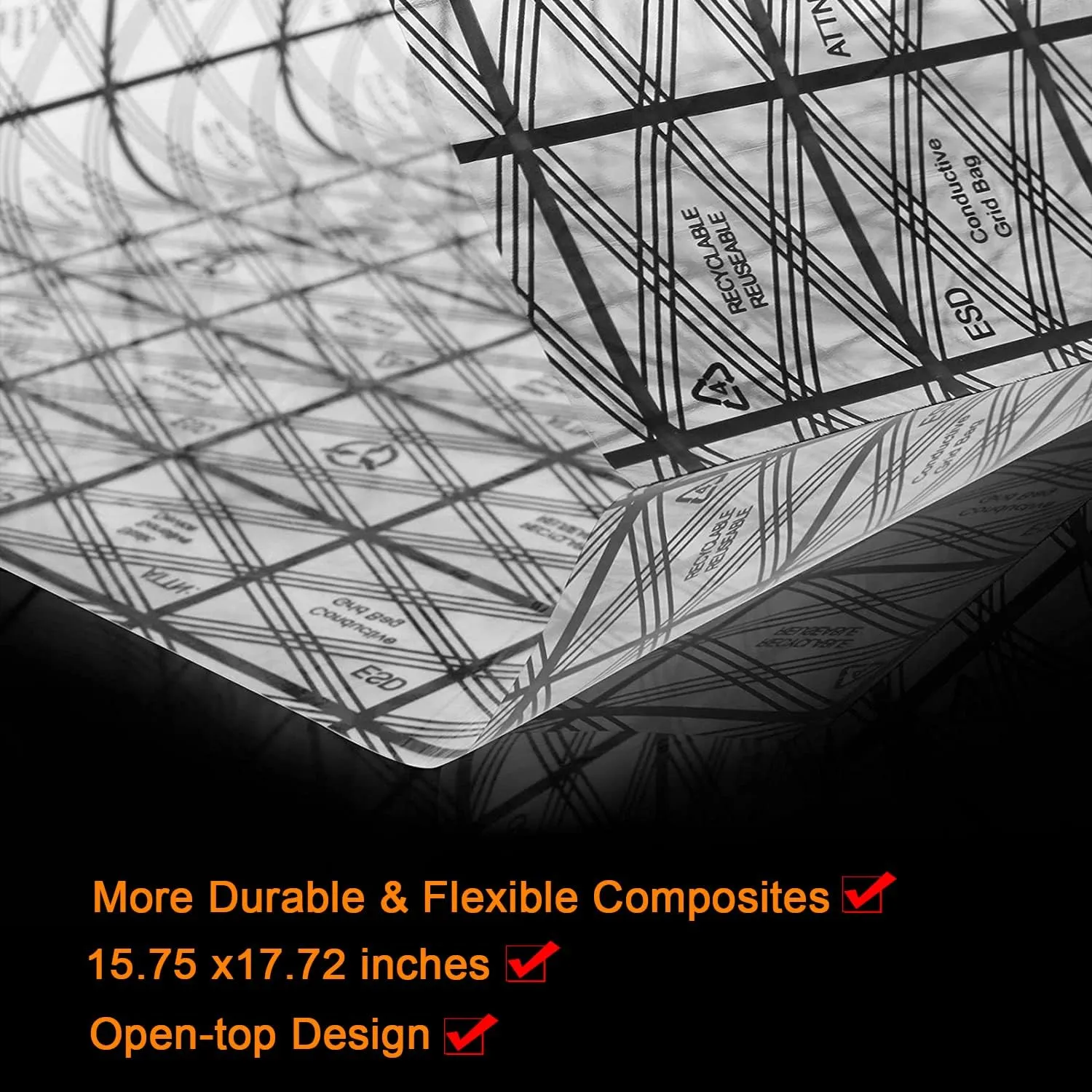 10Pcs Extra Large Open Top Antistatic Bags 15.75 x17.72inches ESD Shielding Bags with Stickers for Electronics