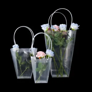 10pcs Trapezoidal Transparent Bouquet Bags
