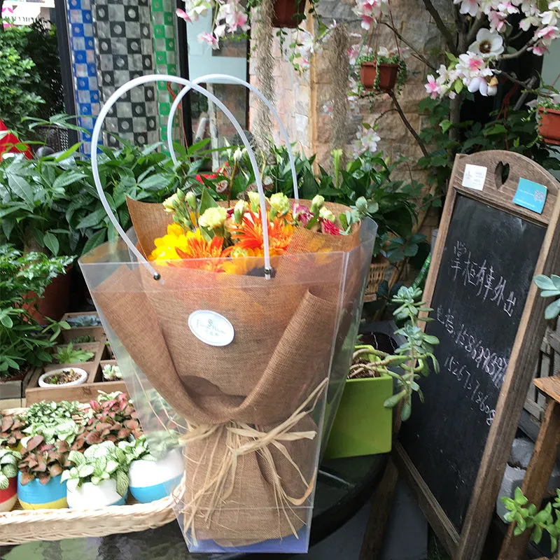 10pcs Trapezoidal Transparent Bouquet Bags