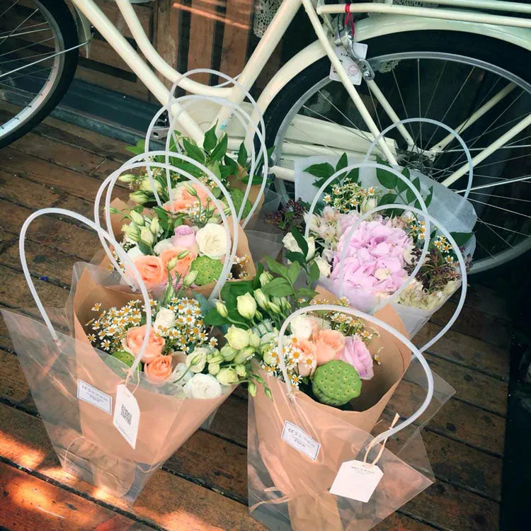 10pcs Trapezoidal Transparent Bouquet Bags