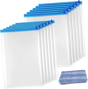 12 Pcs Compression Travel Bags Hand Vacuum Sealed Storage Bags for Luggage Packing Easy to Use Sturdy Material for Home and Travel Essentials