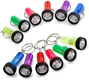 12pcs LED Keychain Flashlight Mini Pocket Torch for Camping Hiking Emergency Use Mixed Color Keyring Pendant for Bags Car Keys Halloween Christmas Parties