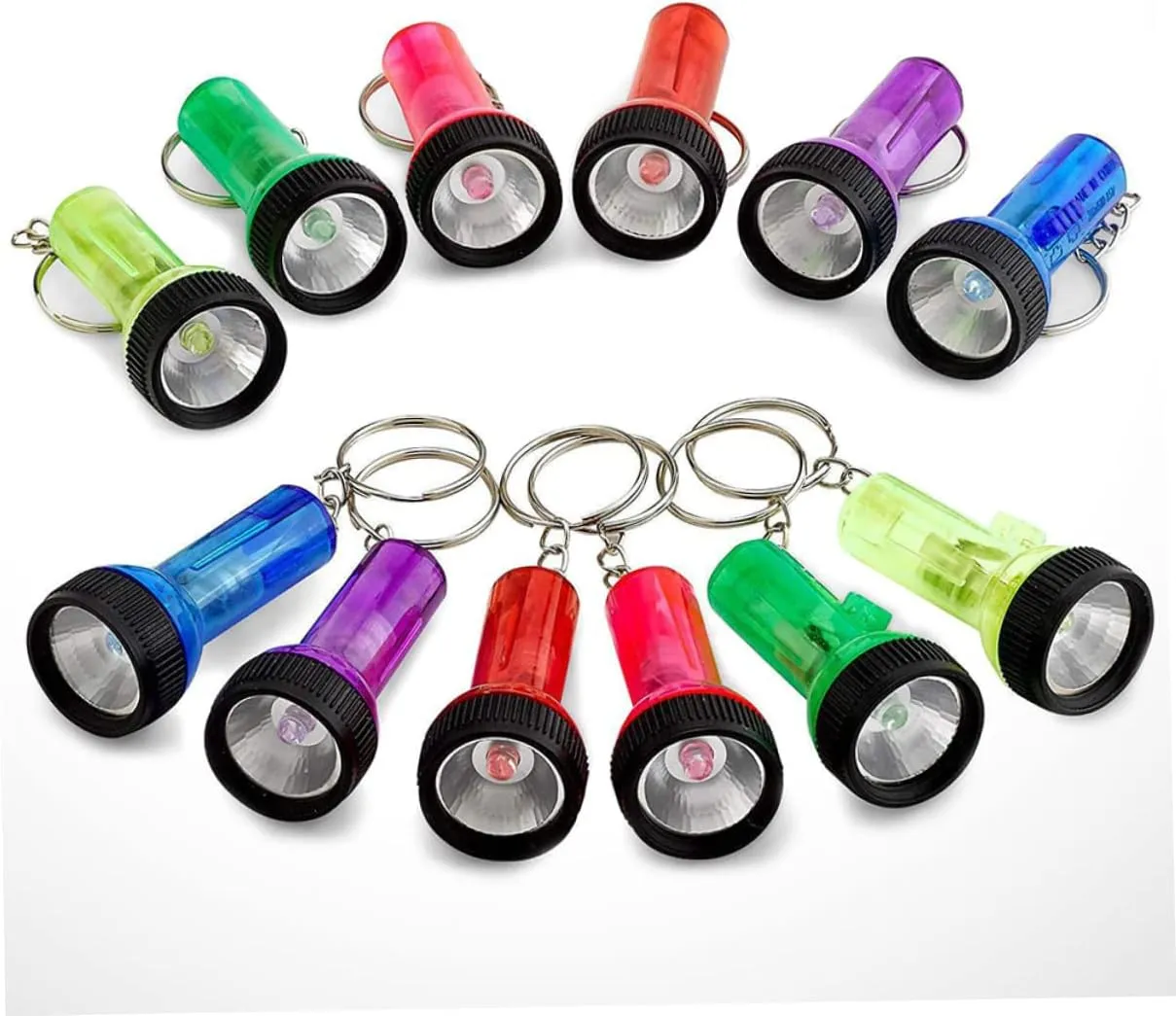 12pcs LED Keychain Flashlight Mini Pocket Torch for Camping Hiking Emergency Use Mixed Color Keyring Pendant for Bags Car Keys Halloween Christmas Parties