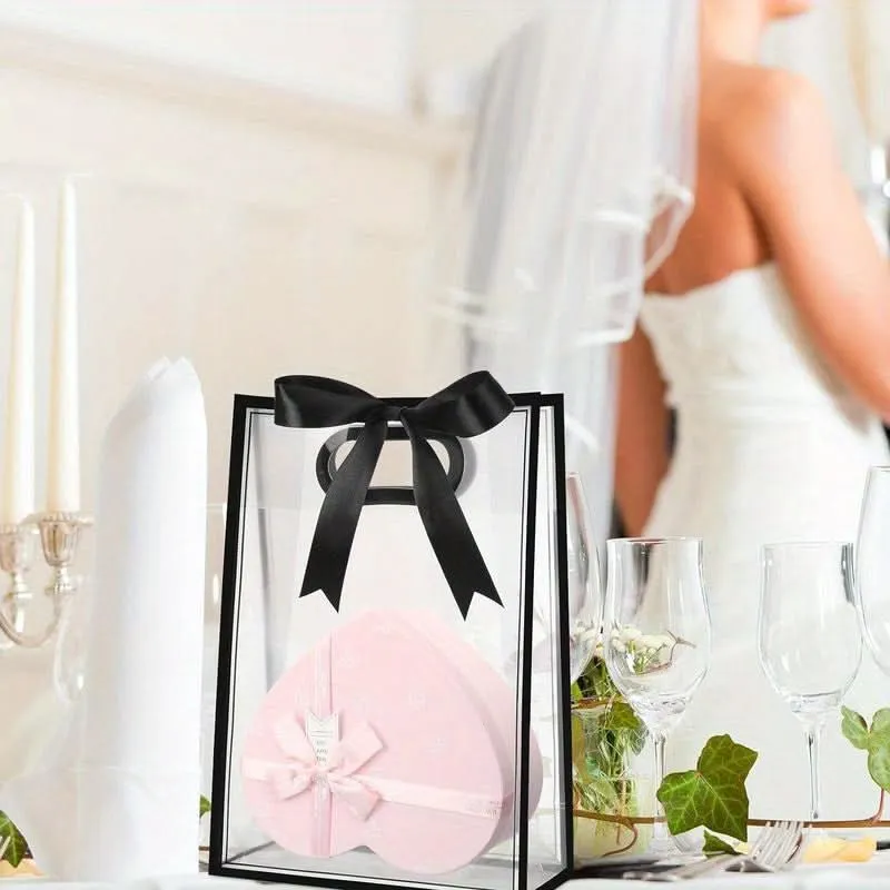 12pcs Reusable Transparent Gift Bags – Sturdy PP Material, Molded Handles
