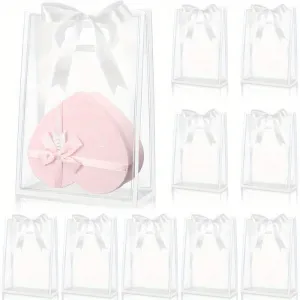 12pcs Reusable Transparent Gift Bags – Sturdy PP Material, Molded Handles