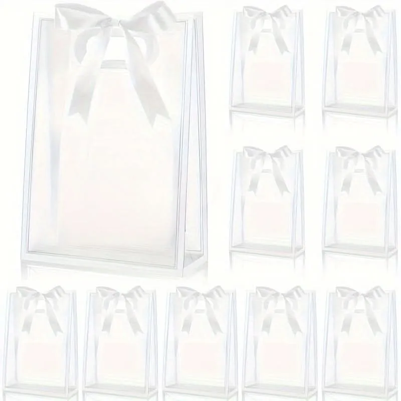 12pcs Reusable Transparent Gift Bags – Sturdy PP Material, Molded Handles