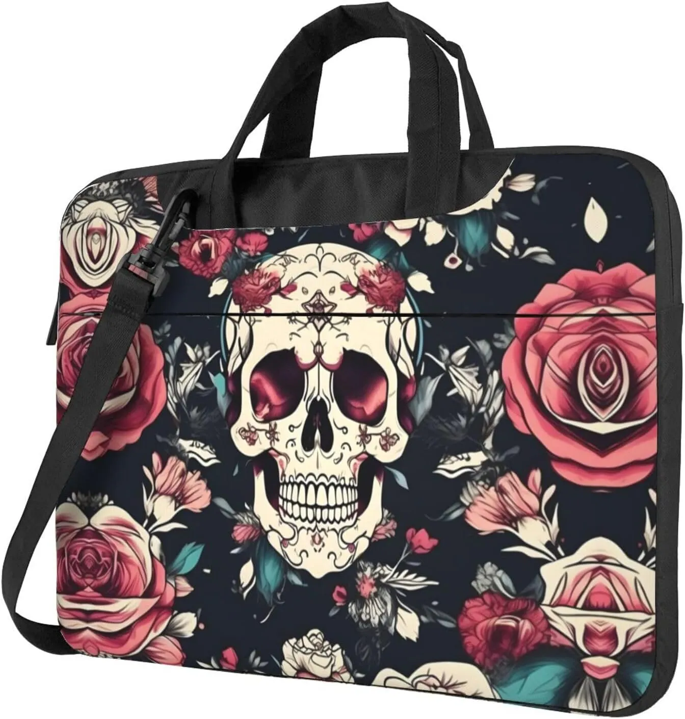 15.6 Inch Laptop Bag - Case with Soft Interior, Multiple Pockets - Ideal, Travel and Business Sugar and Skulls Style