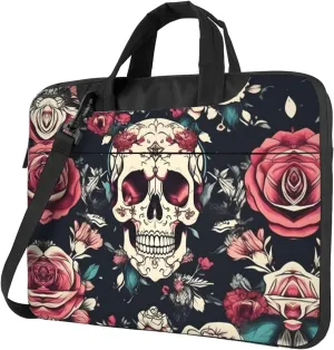 15.6 Inch Laptop Bag - Case with Soft Interior, Multiple Pockets - Ideal, Travel and Business Sugar and Skulls Style