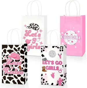 16PCS Let's Go Girls Gift Paper Bags Bachelorette Party Supplies Western Cowgirl Party Favors Bags Last Rodeo Bachelorette Party Decorations Disco Birthday Treat Bags for Bridal Shower Bachelorette