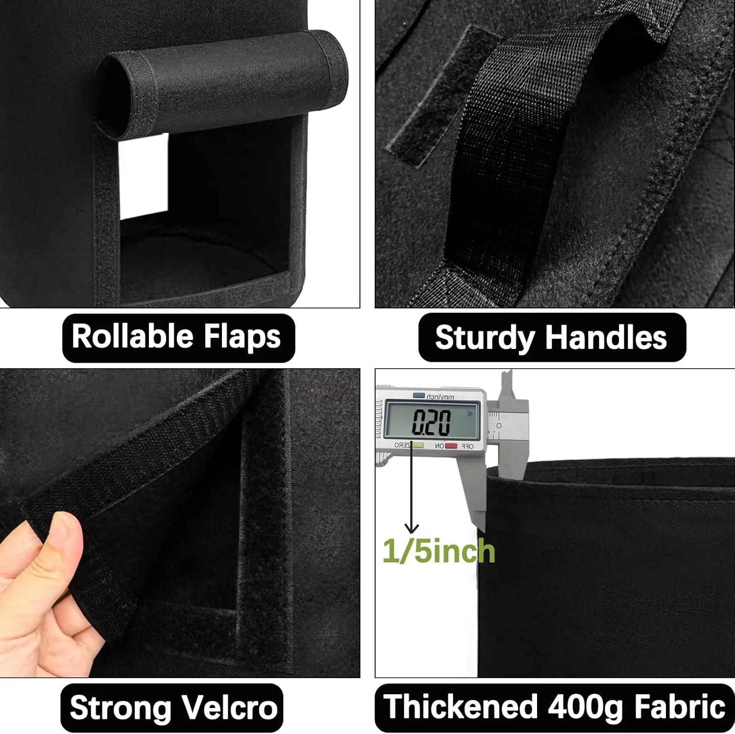 2 Pack 20 Gallon Grow Bags Heavy Dduty Nonwoven Potato Grow Bag with 2 Sturdy Handles&2 Windows,Thickened Plant Grow Bag for Potato,Tomato,Flowers,Vegetable Plants