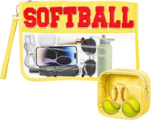 2 Pcs Softball Accessories for Girls - Chenille Letter Bags,Waterproof Travel Bag, Ideal Softball Gifts for Girls, Softball Moms, Players & Fans Birthday, Team or Sports Lover Presents
