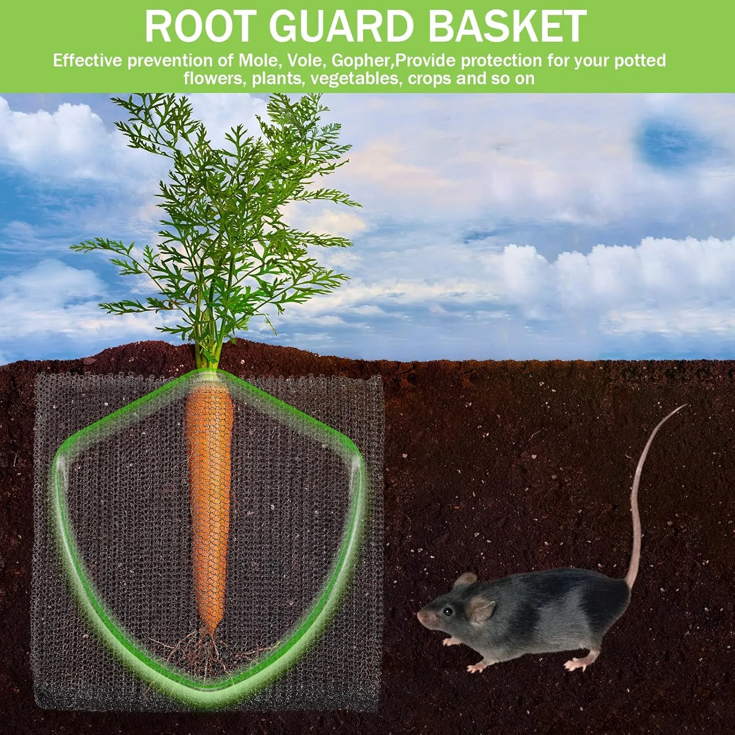 20 Pcs 3 Gallon Gopher Baskets Plant Root Guard Baskets Stainless Steel Planter Bags for Underground Pests Repellent Trees Bulbs Flowers Root Vegetables Protection