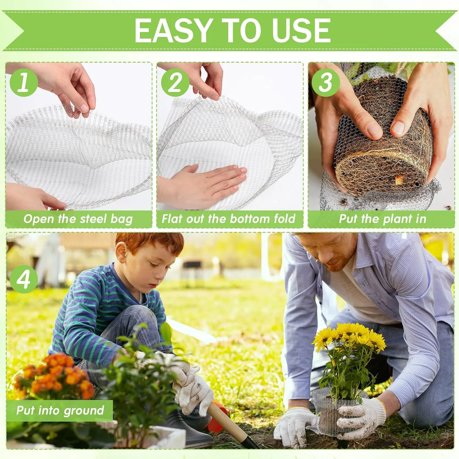 20 Pcs 3 Gallon Gopher Baskets Plant Root Guard Baskets Stainless Steel Planter Bags for Underground Pests Repellent Trees Bulbs Flowers Root Vegetables Protection