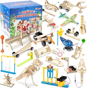 24Pcs Christmas Advent Calendar 2024 Toy STEM Kit Countdown Advent Calendar Educational Science Kit Building Toys Surprise for Kids Boys Girls