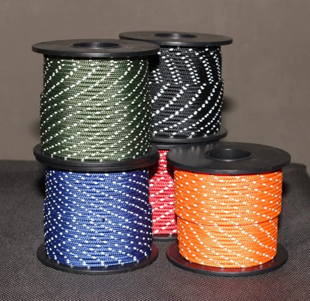 2mm Reflective Nylon Cord,100feet 3Core Paracord Parachute Cord,Tent Guyline Rope for Camping Tent, Outdoor Hiking Packaging