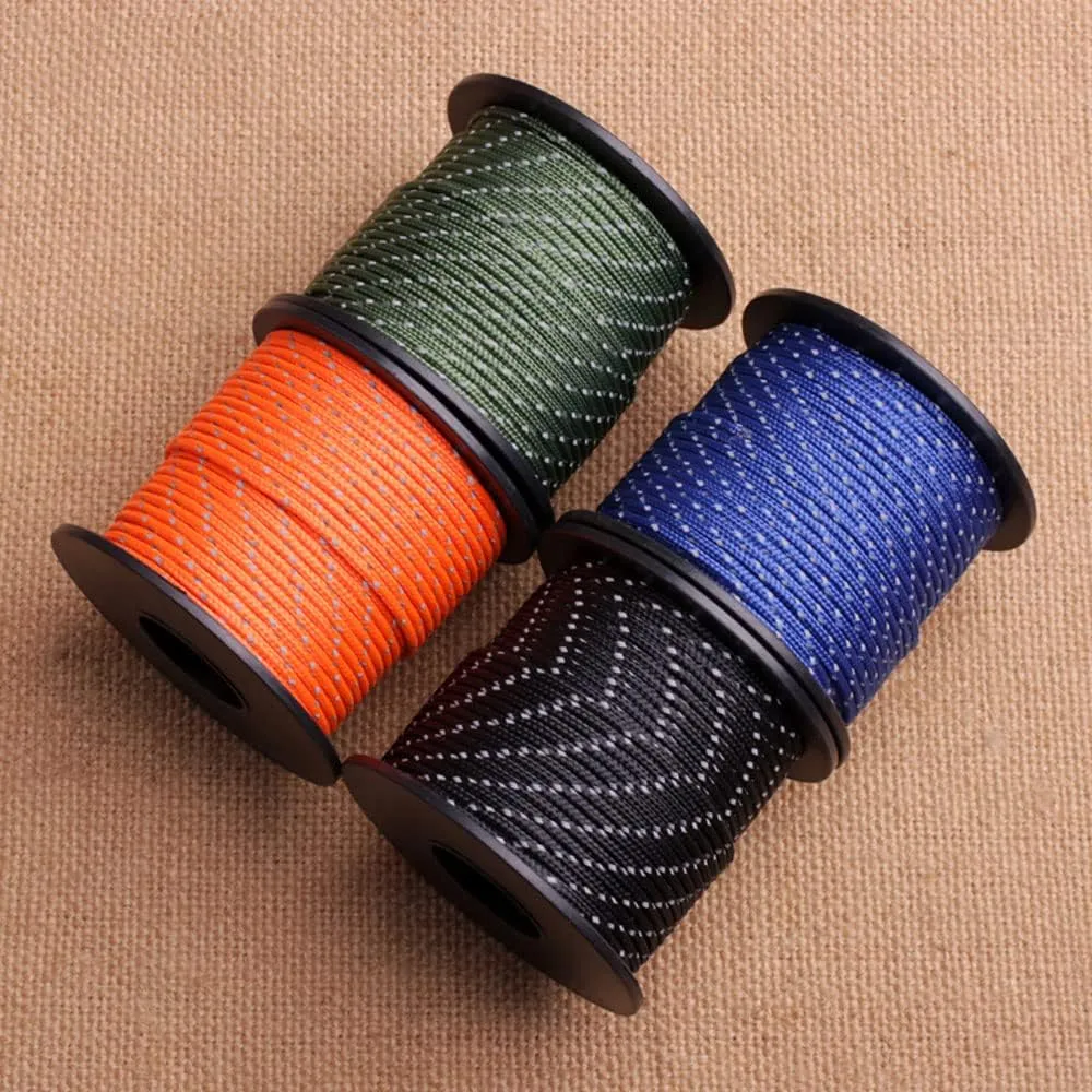 2mm Reflective Nylon Cord,100feet 3Core Paracord Parachute Cord,Tent Guyline Rope for Camping Tent, Outdoor Hiking Packaging