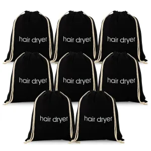 3 | 6 | 8 Pack Hair Dryer Bags Drawstring Bag Container Hairdryer Bag for travel bathroom (8 PCS, Black)