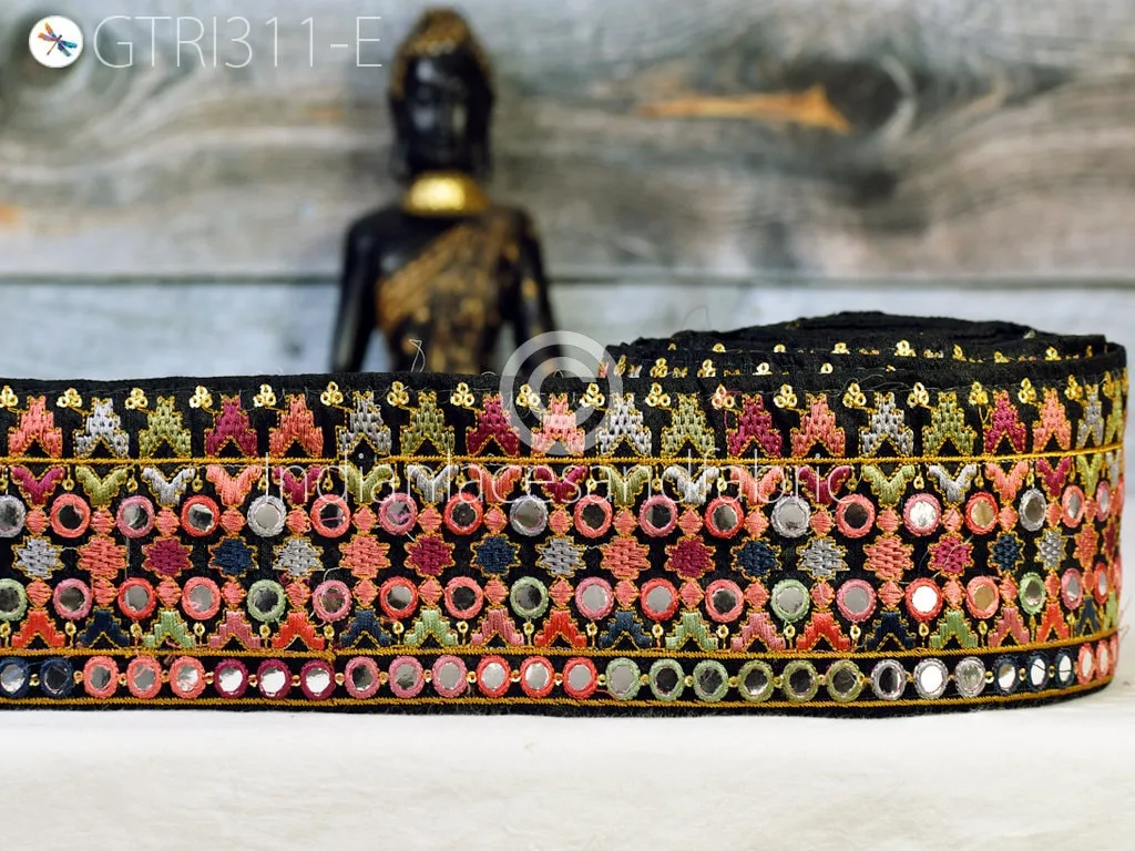 3 Yard Indian Embroidered Trim Drapery Hats Bag Saree Decorative Trimming Ribbon Crafting Sewing Sari Borders Embellishments Home Decor