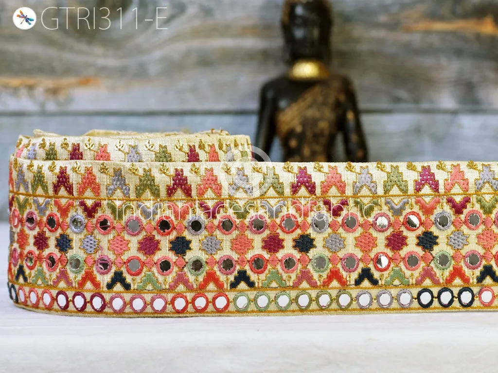 3 Yard Indian Embroidered Trim Drapery Hats Bag Saree Decorative Trimming Ribbon Crafting Sewing Sari Borders Embellishments Home Decor