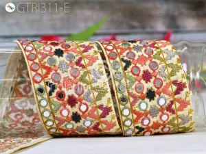 3 Yard Indian Embroidered Trim Drapery Hats Bag Saree Decorative Trimming Ribbon Crafting Sewing Sari Borders Embellishments Home Decor