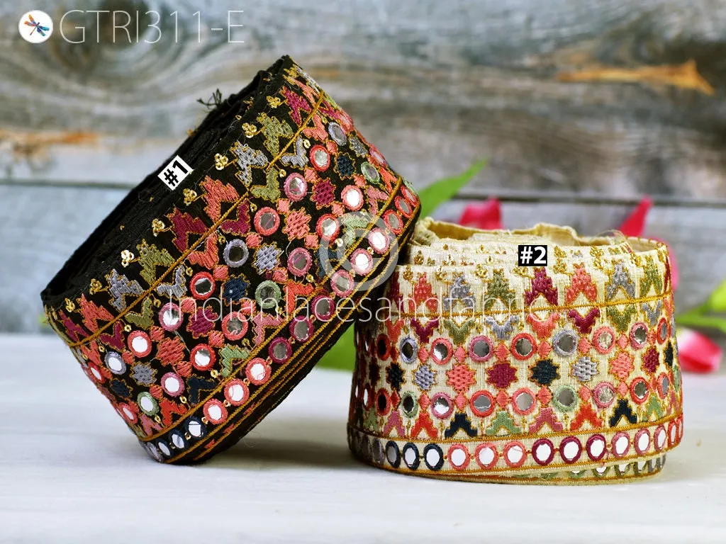 3 Yard Indian Embroidered Trim Drapery Hats Bag Saree Decorative Trimming Ribbon Crafting Sewing Sari Borders Embellishments Home Decor