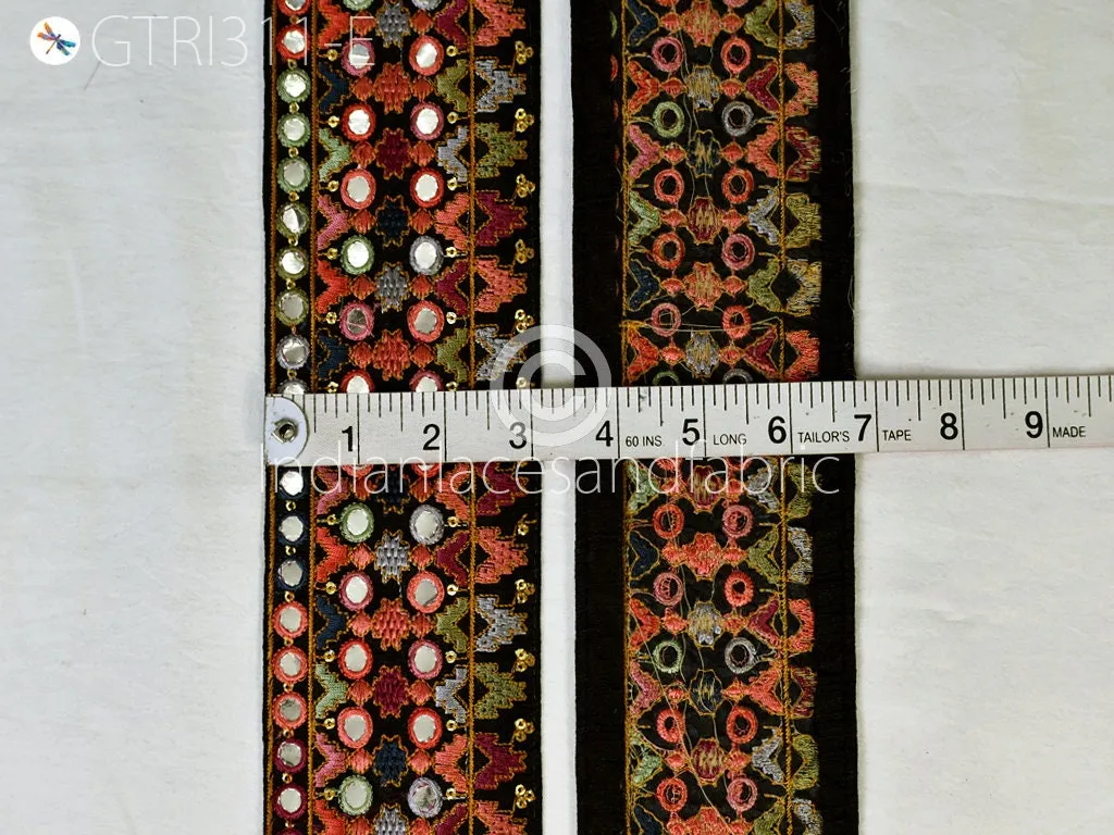 3 Yard Indian Embroidered Trim Drapery Hats Bag Saree Decorative Trimming Ribbon Crafting Sewing Sari Borders Embellishments Home Decor