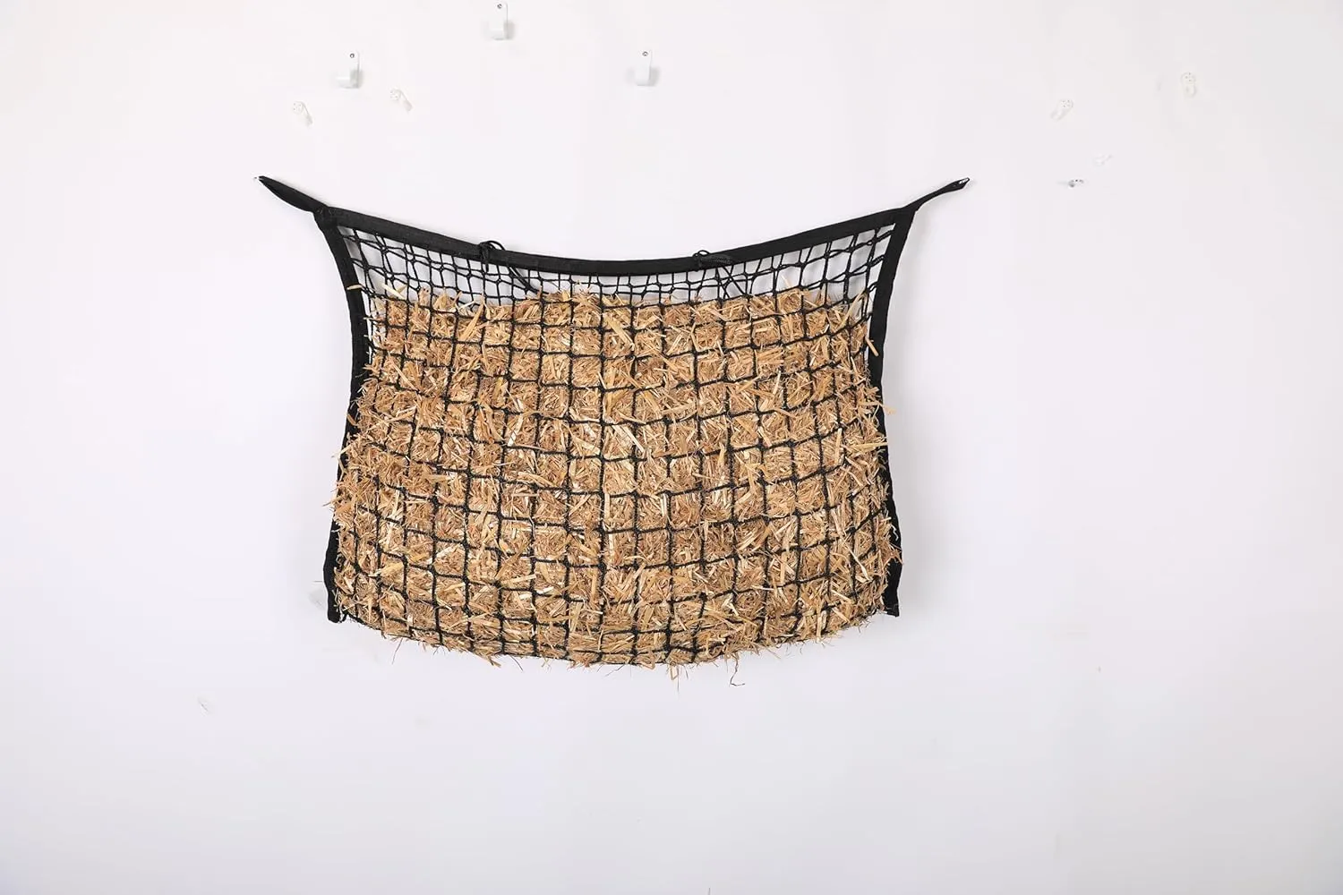 4-Pack Black Hay Nets for Slow Feeding - 31.4" × 35.4" Large Capacity Hay Bags with 2" x 2" Small Holes, Easy to Hang for Full-Day Horse and Goat Feeding in Stalls and on Trails