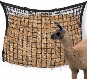 4-Pack Black Hay Nets for Slow Feeding - 31.4" × 35.4" Large Capacity Hay Bags with 2" x 2" Small Holes, Easy to Hang for Full-Day Horse and Goat Feeding in Stalls and on Trails