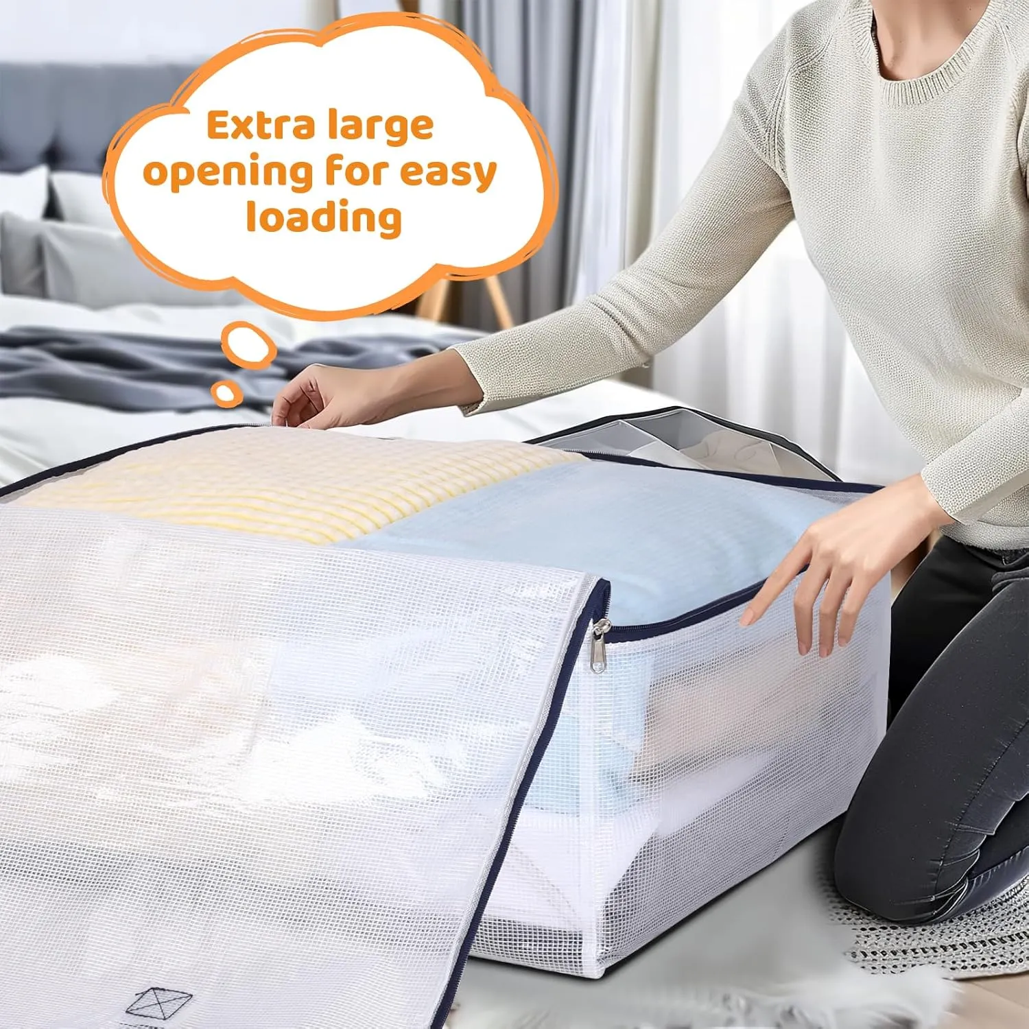 4 Pack Clear Storage Bags with Zip, 75L Moving Bags Clothes Storage Bags Moving Totes Packing Bags for Moving Clothes Bedding Duvet Pillow Blanket Toys Storage Christmas Storage Containers