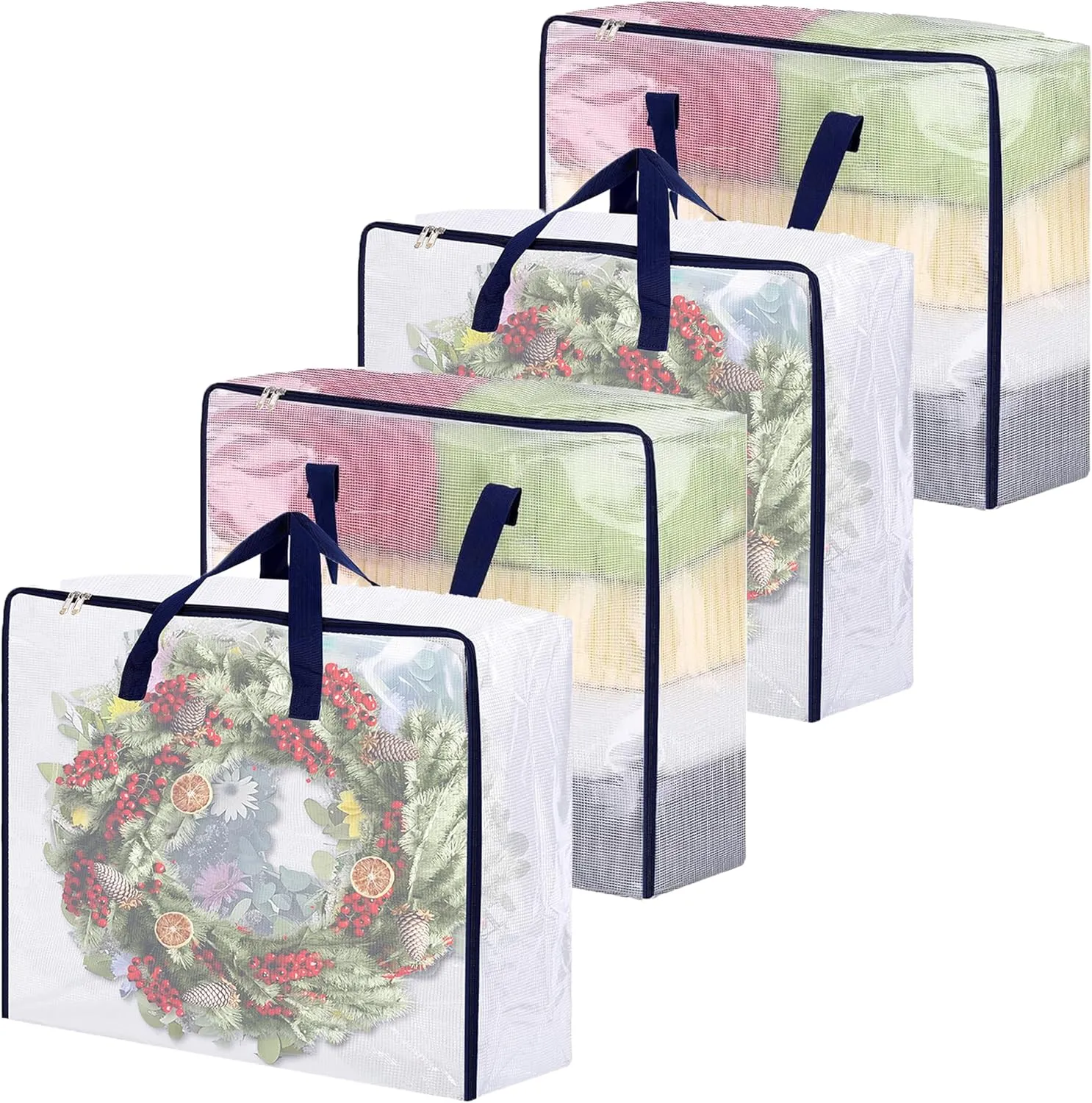 4 Pack Clear Storage Bags with Zip, 75L Moving Bags Clothes Storage Bags Moving Totes Packing Bags for Moving Clothes Bedding Duvet Pillow Blanket Toys Storage Christmas Storage Containers