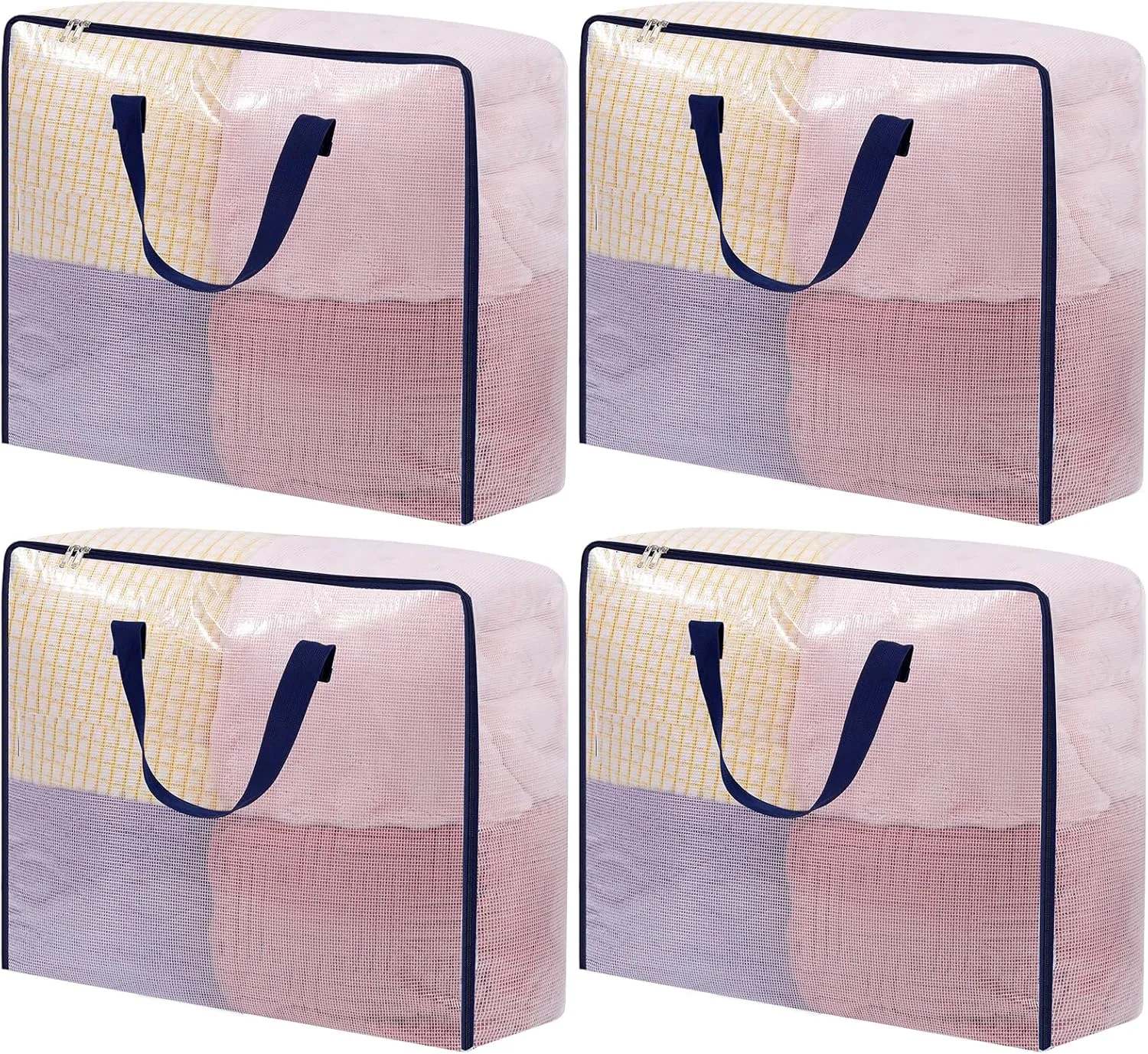 4 Pack Clear Storage Bags with Zip, 75L Moving Bags Clothes Storage Bags Moving Totes Packing Bags for Moving Clothes Bedding Duvet Pillow Blanket Toys Storage Christmas Storage Containers