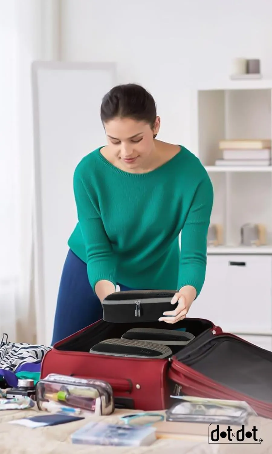 4pc Medium Compression Packing Cubes for Travel - Luggage Packing Organizers - Travel Packing Cubes for Suitcases