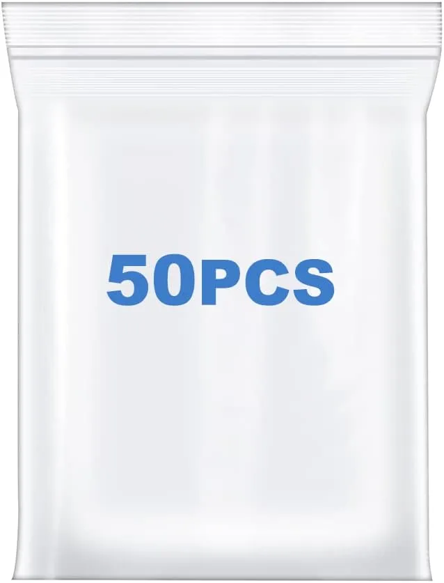 50 PCS 8" x 10" Clear Thick 4 Mil Zip Poly Lock Plastic Bags Reclosable Zip Seal Bags Heavy-Duty Seed Food Storage Zipper Bag