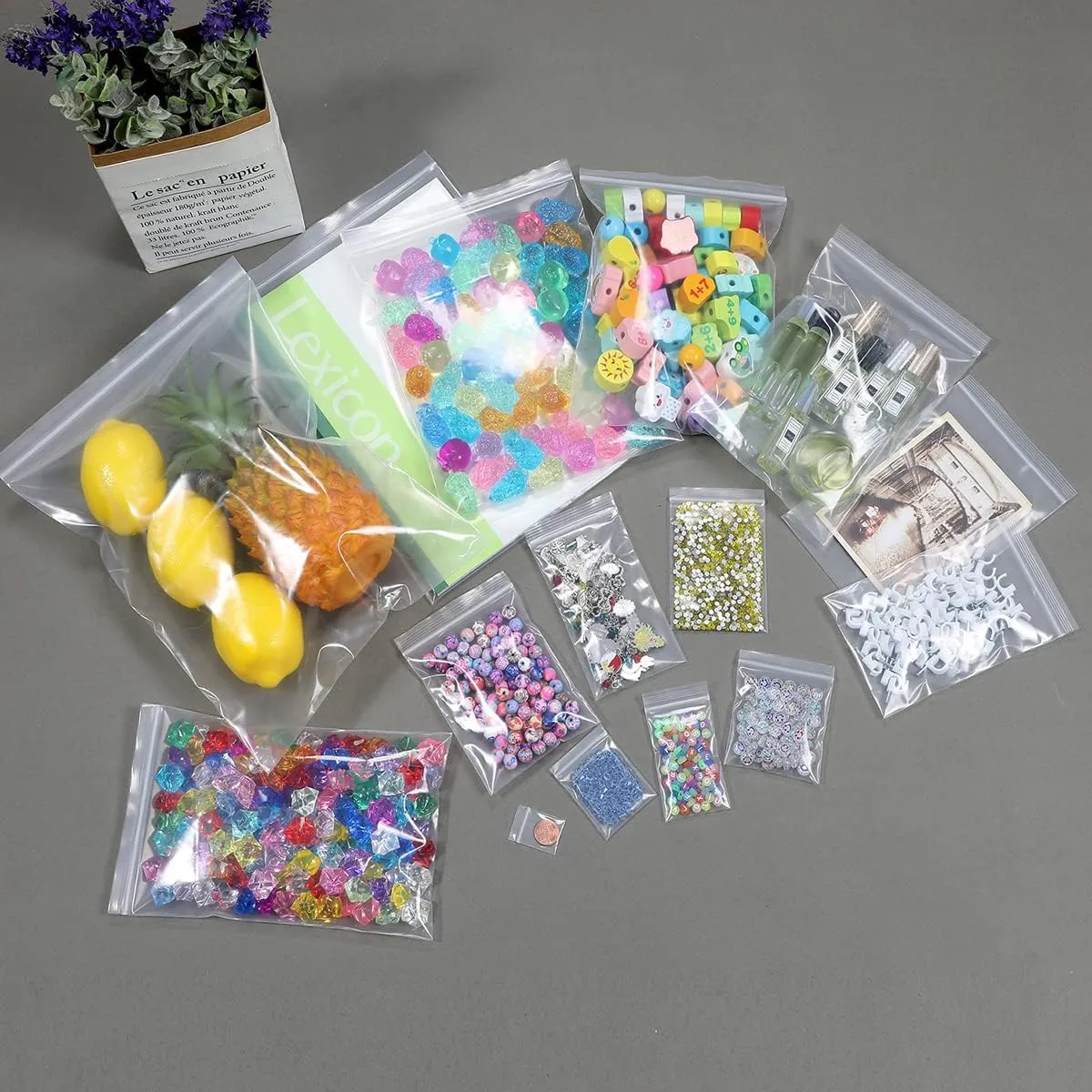 50 PCS 8" x 10" Clear Thick 4 Mil Zip Poly Lock Plastic Bags Reclosable Zip Seal Bags Heavy-Duty Seed Food Storage Zipper Bag