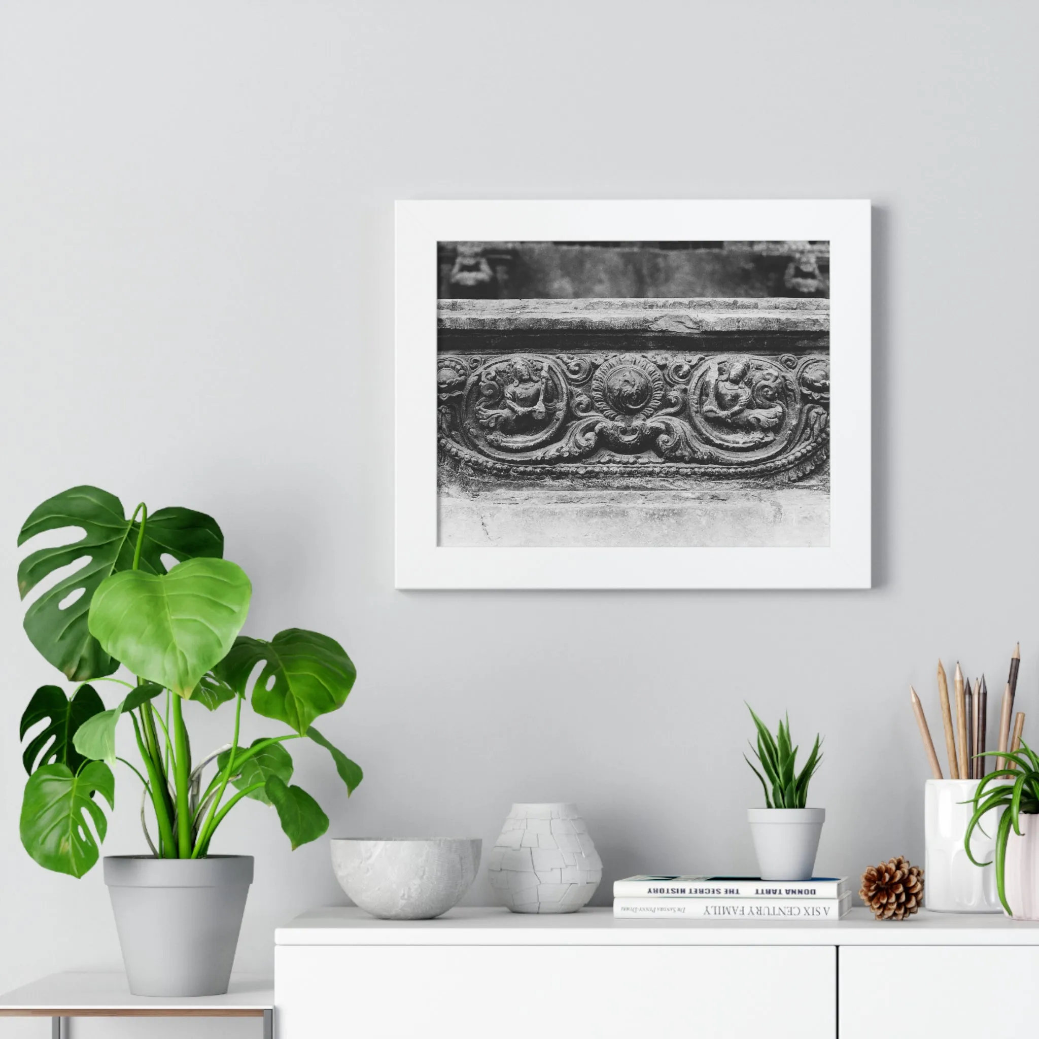 55 - Intricate stone carved railing - Framed Photo Print