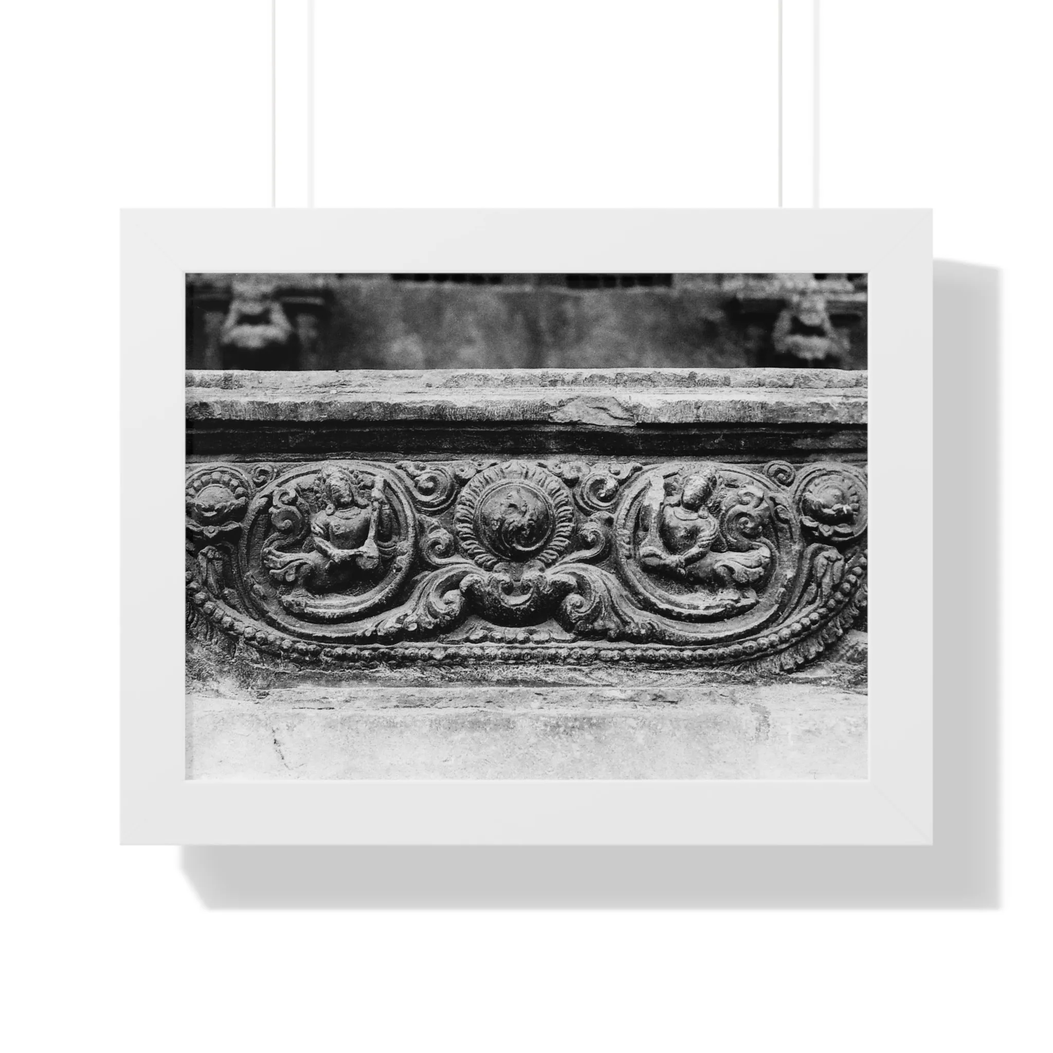 55 - Intricate stone carved railing - Framed Photo Print