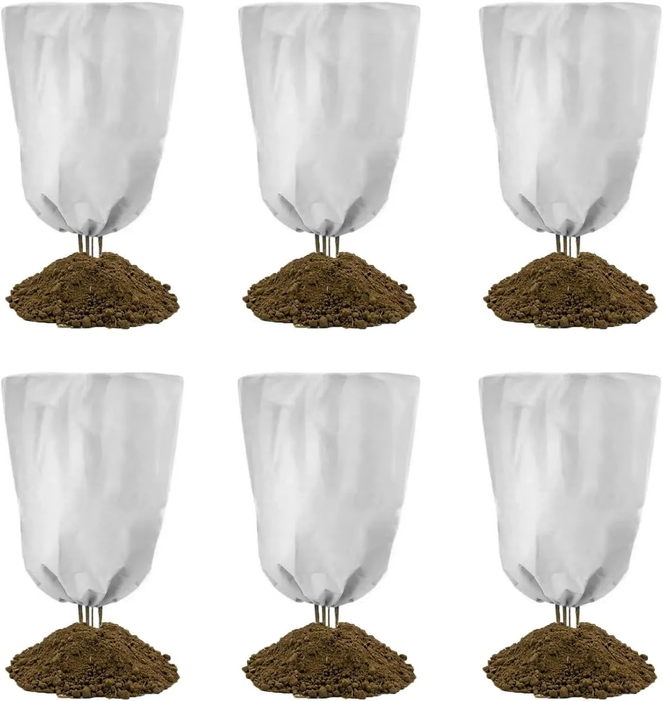 6-Pack Plant Cover Freeze Protection 31.5" x47.3'' White Tree Cover Bags with Zipper Drawstring Winter Outdoor Plant Jacket Reusable Cloth Blanket for Shrub Potted Fruit Plant (31.5" x47.3''(6PCS))