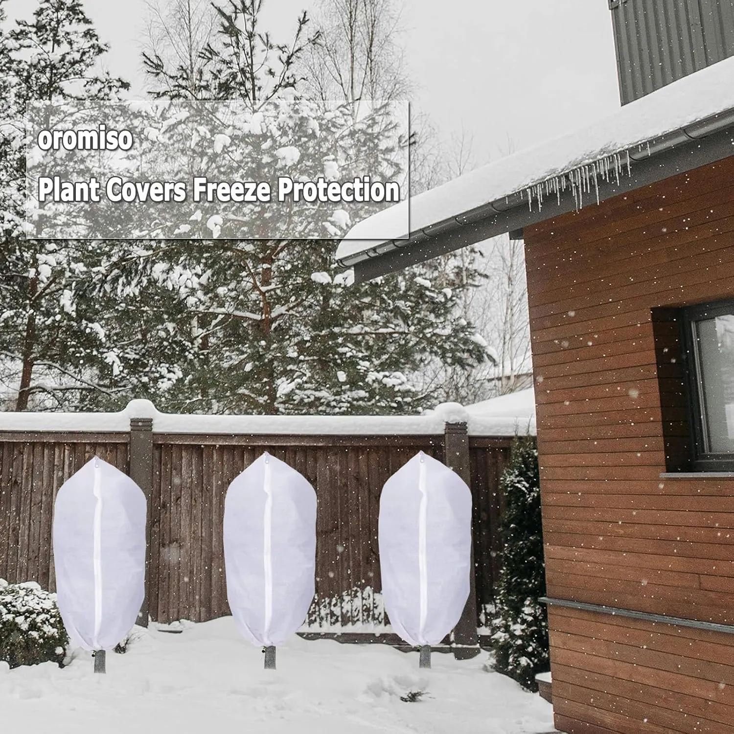 6-Pack Plant Cover Freeze Protection 31.5" x47.3'' White Tree Cover Bags with Zipper Drawstring Winter Outdoor Plant Jacket Reusable Cloth Blanket for Shrub Potted Fruit Plant (31.5" x47.3''(6PCS))