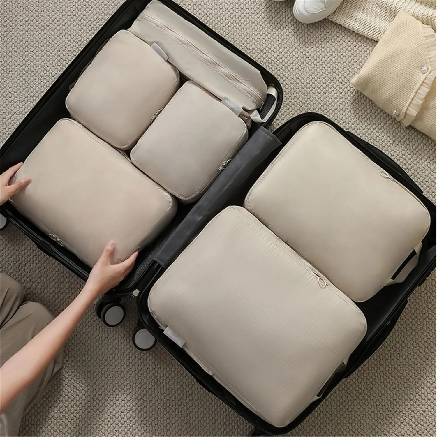 6Pcs Travel Organizers Set for Luggage Essential Packing Cubes Set Sturdy Luggage Organization Bag for Family Trip