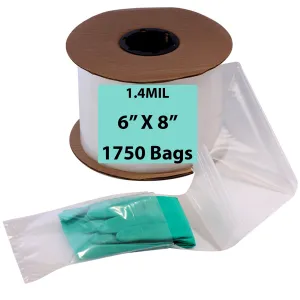 6X8 Inches Kwik-Fill® Pre-Opened Poly Bags on Roll 1.4 Mil AutoBags 1750/RL