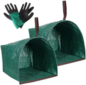 72 Gallon Garden Bags for Debris,2-Pack Yard Waste Bags,Large Dustpan-Type Lawn Bags with Gardening Gloves, Leaf Bags for Yard Debris,Grass Clippings,Collapsible Trash Can for Parties,Laundry,Camping