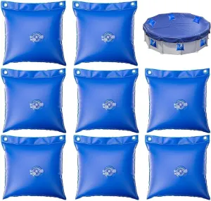 8 Pack Pool Water Bags,Swimming Pool Cover Hanging Bag,Sturdy 0.4 mm PVC Pool Cover Weights,Winter Pool Bags for Closing Kit,Heavy-Duty Winter Water Tube Wall Bags for Above Ground Winter Pool Covers