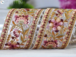 9 Yard Floral 7cm Embroidered Fabric Trim Decor Saree Border DIY Craft Sewing Sari Ribbon Beach Bags Home Decor Embellishment Tapes Drapery