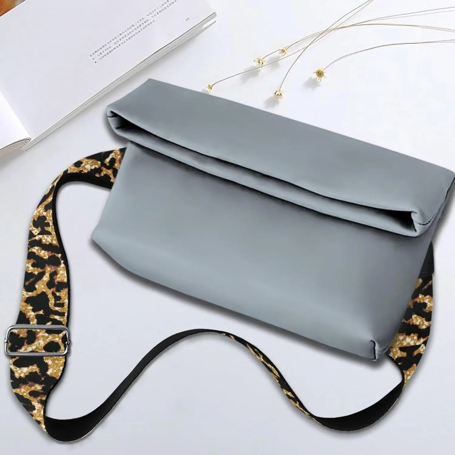 Adjustable Purse Strap for Women, Crossbody Wide Handbag Strap Replacement, Sturdy Bag Strap with Silver Hardware