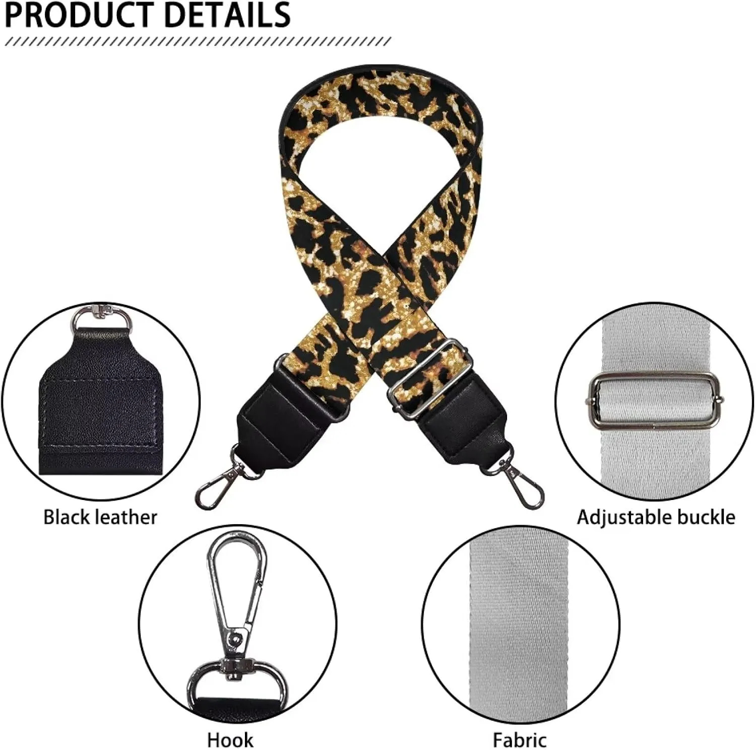 Adjustable Purse Strap for Women, Crossbody Wide Handbag Strap Replacement, Sturdy Bag Strap with Silver Hardware