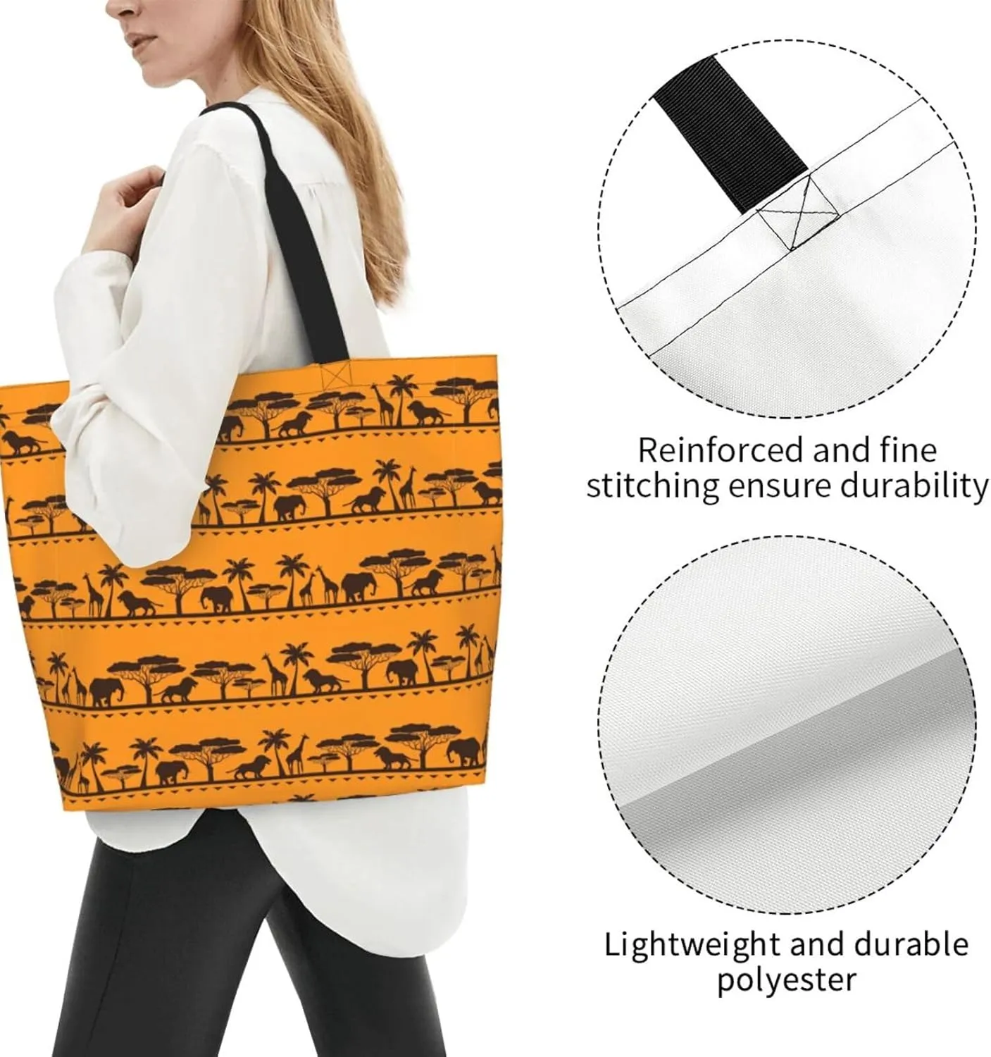 Adorable Sloth Print Shoulder Bag For Women Shopping Bags Tote Bag Large Storage Handbag Grocery Bags For Travel Work