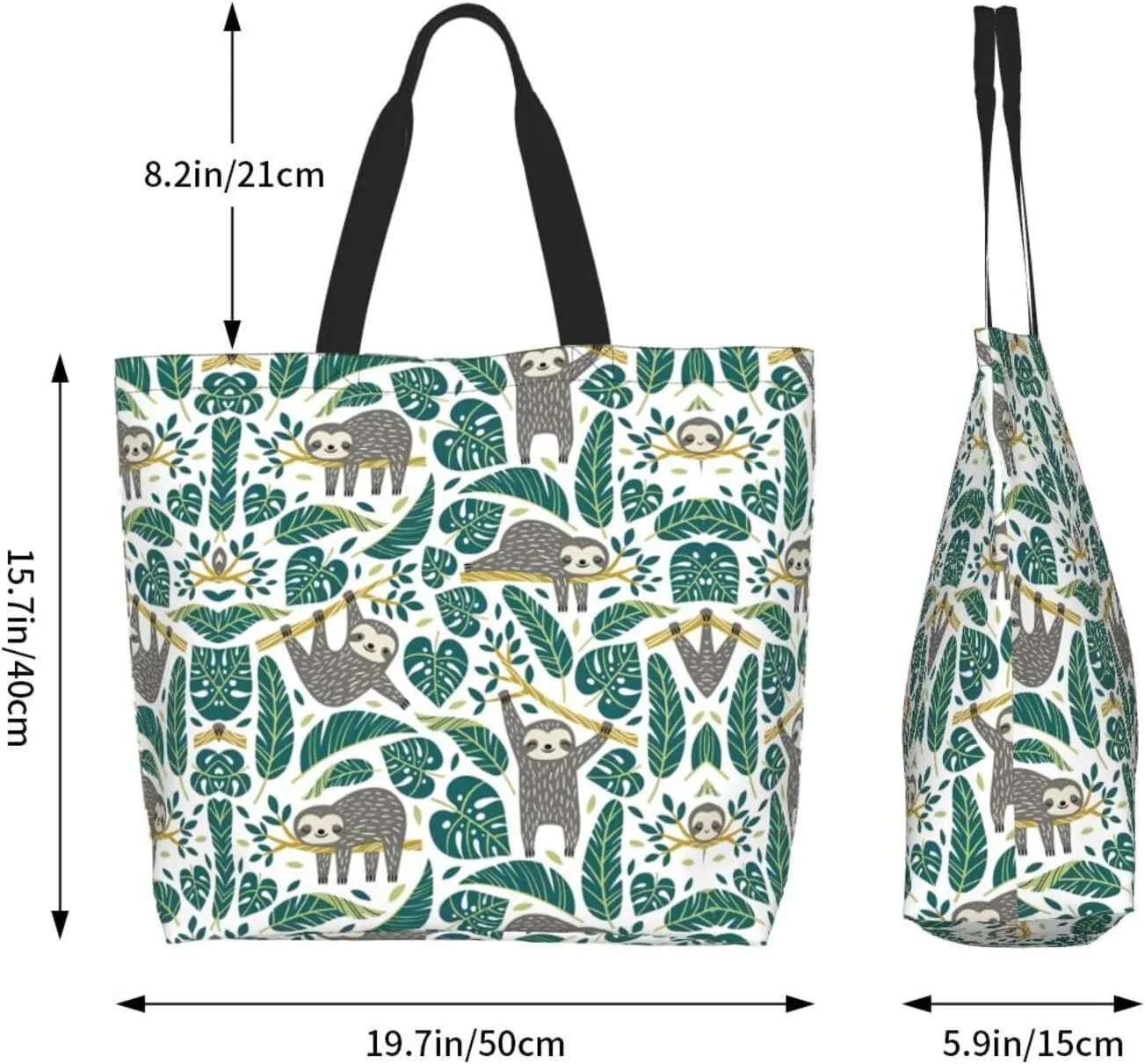 Adorable Sloth Print Shoulder Bag For Women Shopping Bags Tote Bag Large Storage Handbag Grocery Bags For Travel Work