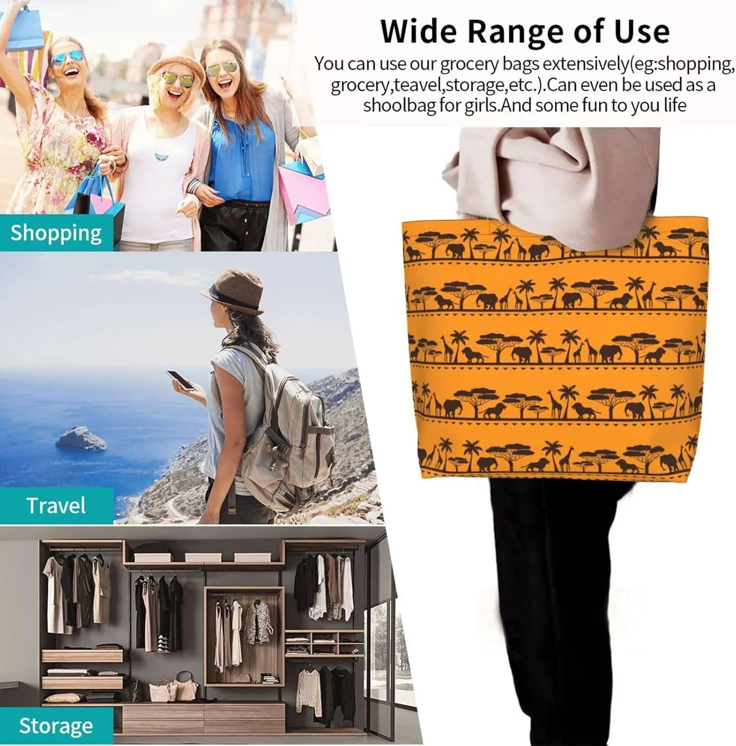 Adorable Sloth Print Shoulder Bag For Women Shopping Bags Tote Bag Large Storage Handbag Grocery Bags For Travel Work